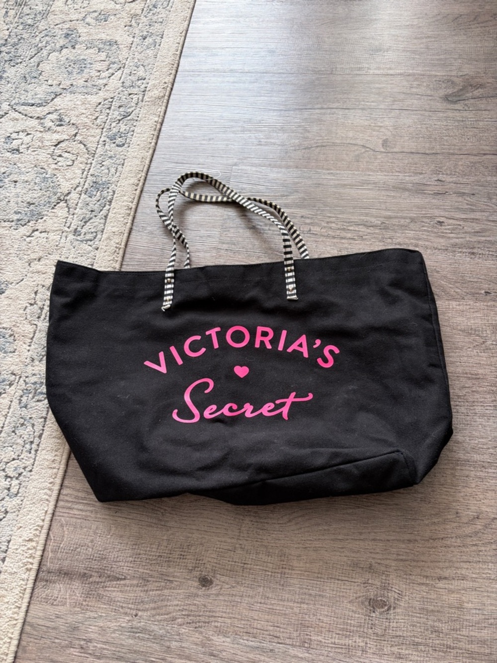 Victoria's Secret Black Tote with Pink Logo